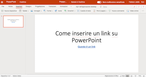 Links on PowerPoint Online