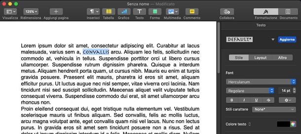 Change font to a word on macOS