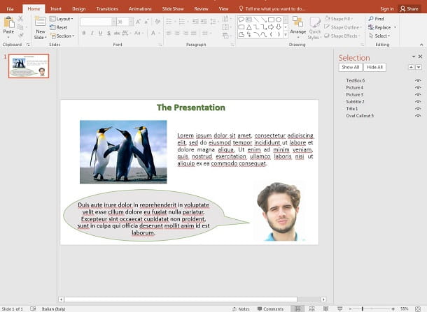 Align the contents of a PowerPoint