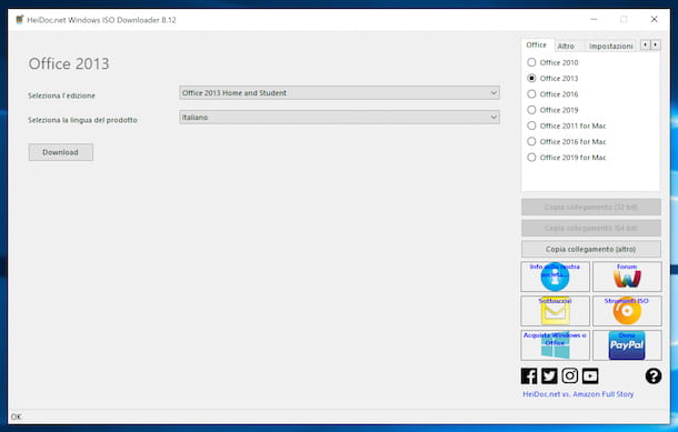 Scaricare di Office 2013 con Windows e Office ISO Download Tool