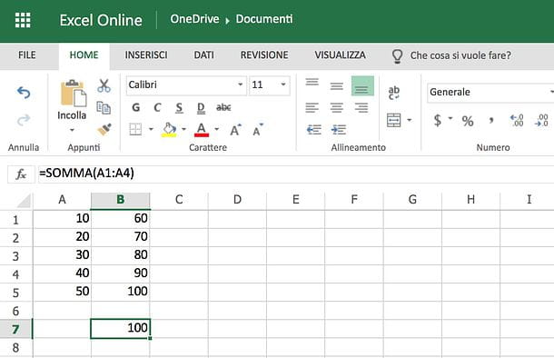 How to sum on Excel Online