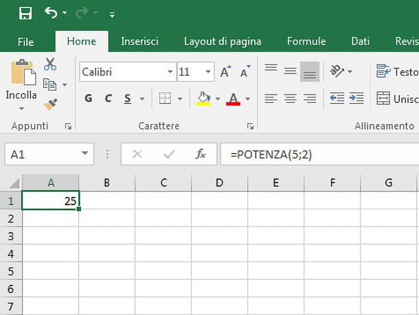 Power function in Excel