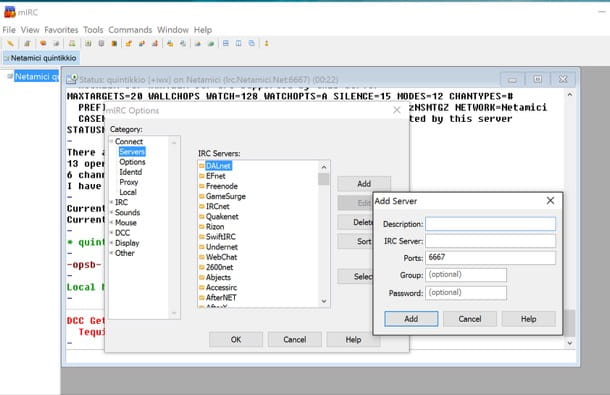 Italian IRC servers and channels to download movies from mIRC