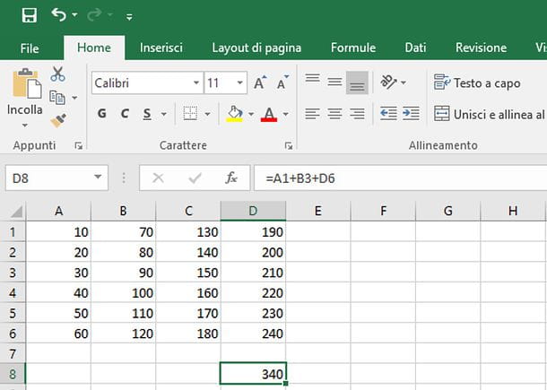 How to sum on Excel