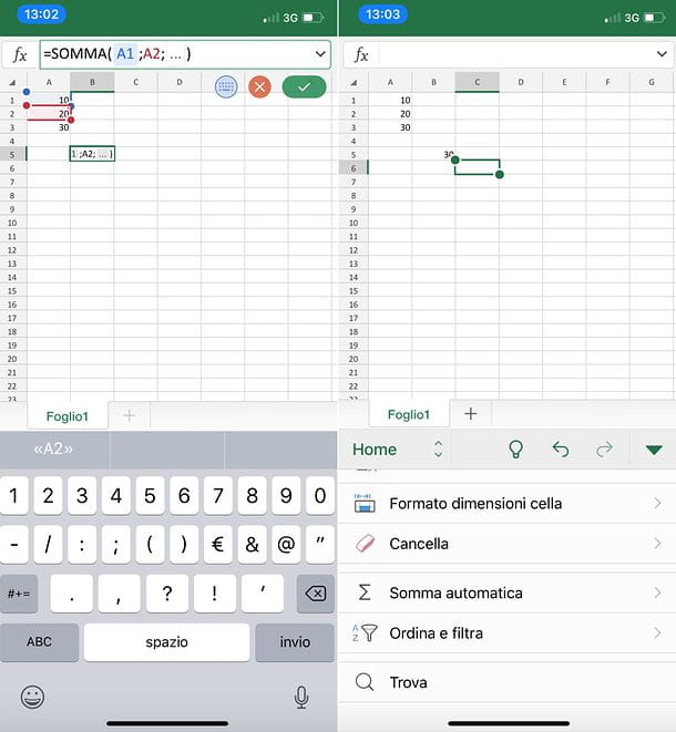 How to sum on Excel Mobile