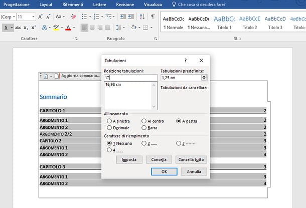 How to align index numbers in Word