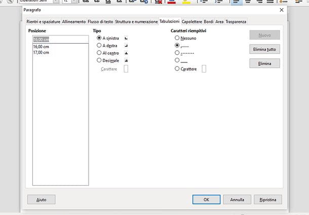 How to align index numbers in LibreOffice