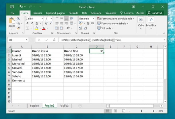 How to add up hours in Excel